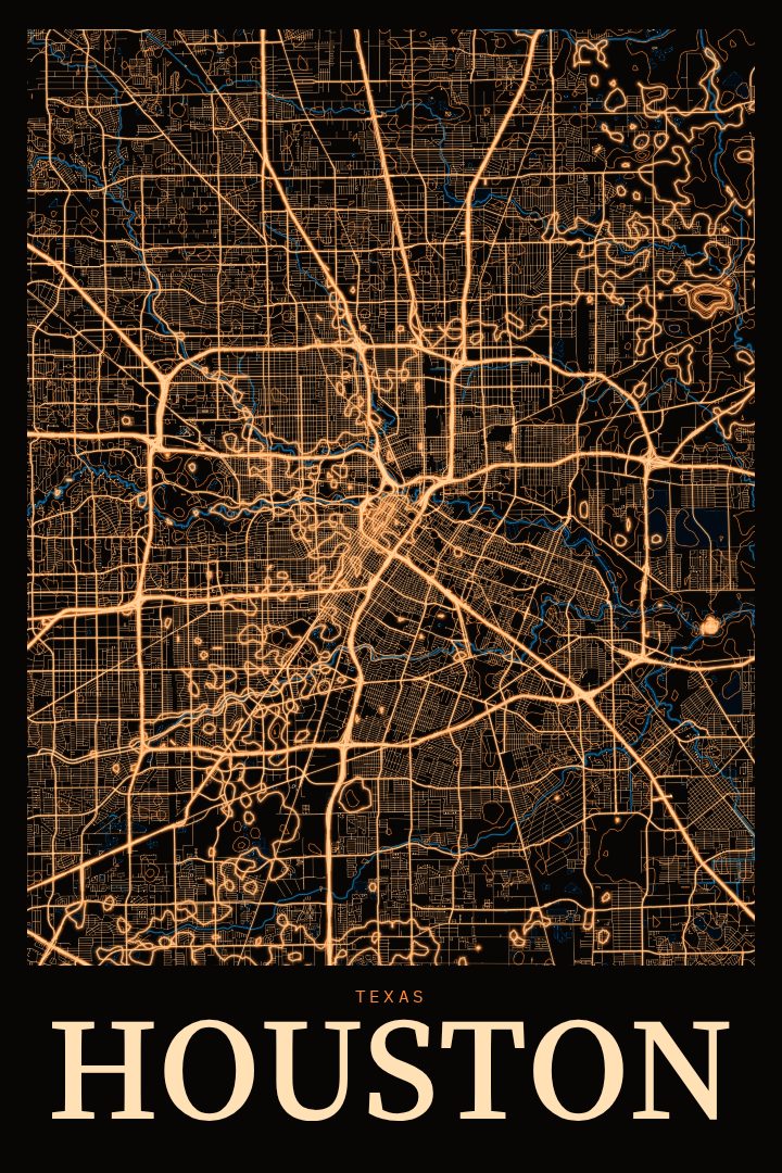 Houston map poster