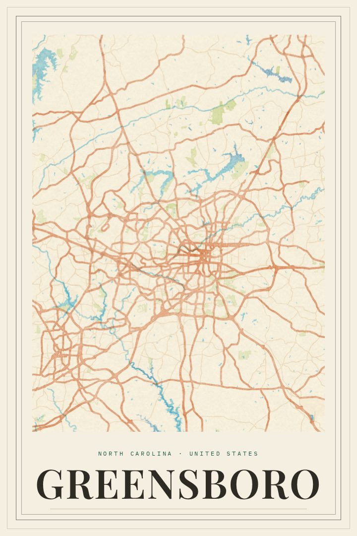 Greensboro map poster