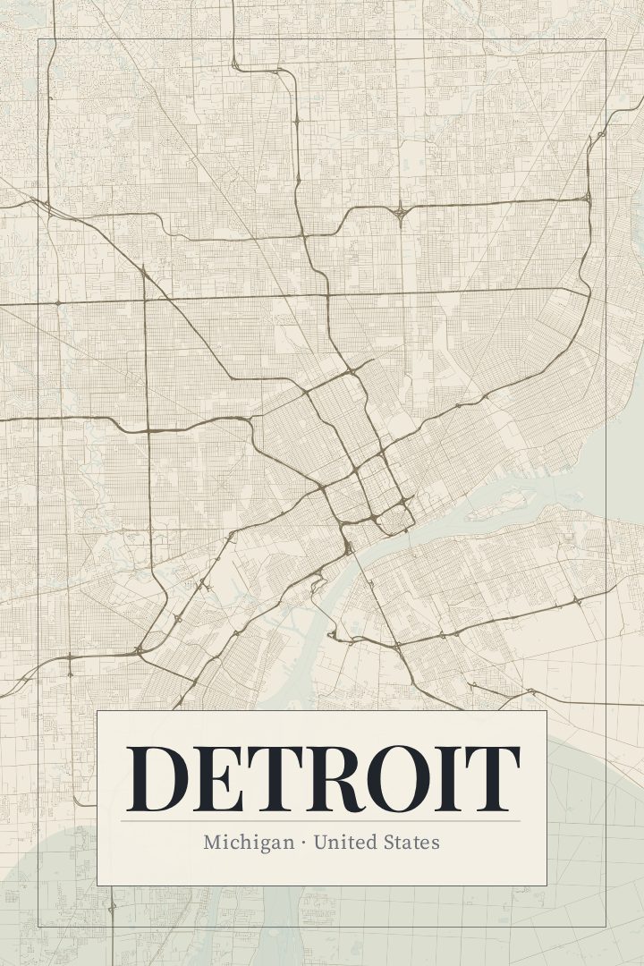 Detroit map poster