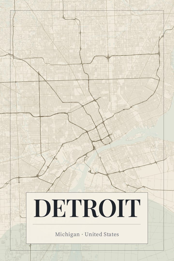 Detroit map poster