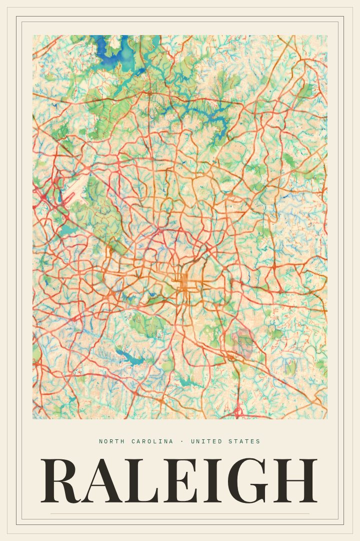 Raleigh map poster